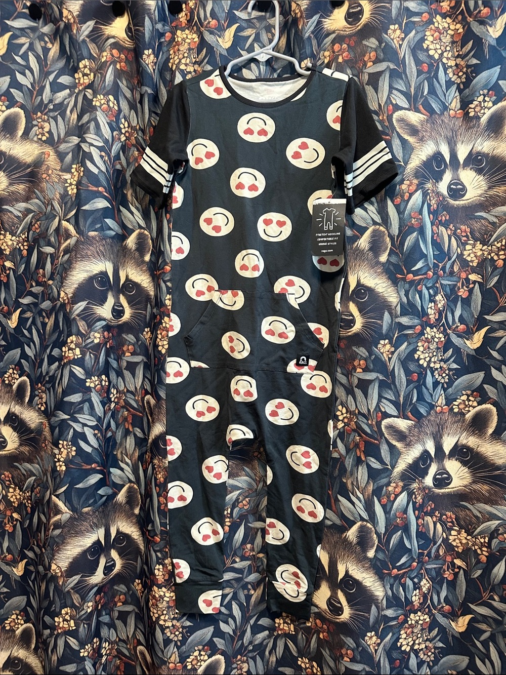 RAGS ORIGINAL SNAPLESS ROMPER HEART EYES 5/6 YEARS NWT